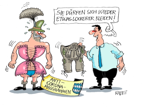 Cartoon: Vom Leder (medium) by RABE tagged frauen,frauentag,international,frauenrechte,frauenquote,gleichberechtigung,blumen,geschenke,rabe,ralf,böhme,cartoon,karikatur,pressezeichnung,farbcartoon,tagescartoon,corona,coronavirus,quarantäne,abstandsregeln,kontaktbeschränkungen,anticorona,massnahmen,bayern,söder,csu,ministerpräsident,münchen,laschet,lederhose,korsett,gamsbart,gamsbarthut,lockerung,normalität,frauen,frauentag,international,frauenrechte,frauenquote,gleichberechtigung,blumen,geschenke,rabe,ralf,böhme,cartoon,karikatur,pressezeichnung,farbcartoon,tagescartoon,corona,coronavirus,quarantäne,abstandsregeln,kontaktbeschränkungen,anticorona,massnahmen,bayern,söder,csu,ministerpräsident,münchen,laschet,lederhose,korsett,gamsbart,gamsbarthut,lockerung,normalität