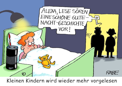 Cartoon: Vorlesestunde (medium) by RABE tagged lehrer,schüler,bildung,bildungswesen,bildungsbereich,lehrerzimmer,schulklasse,rabe,ralf,böhme,cartoon,karikatur,pressezeichnung,tageszeichnung,seiteneinsteiger,lehrermangel,lesen,leser,kleinkinder,vorleser,eltern,bücher,alexa,siri,geschichten,lehrer,schüler,bildung,bildungswesen,bildungsbereich,lehrerzimmer,schulklasse,rabe,ralf,böhme,cartoon,karikatur,pressezeichnung,tageszeichnung,seiteneinsteiger,lehrermangel,lesen,leser,kleinkinder,vorleser,eltern,bücher,alexa,siri,geschichten