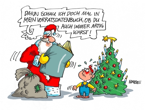 Cartoon: Vorratsdaten (medium) by RABE tagged vorrat,vorratsdaten,vorratsdatenspeicherung,bundestag,beschluß,verbrechenbekämpfung,geheimdienste,abhörskandal,telekom,bnd,nsa,rabe,ralf,böhme,cartoon,karikatur,pressezeichnung,farbcartoon,tagescartoon,justizminister,weihnachten,weihnachtsmann,weihnachtsbaum,kind,bescherung,buch,artig,vorrat,vorratsdaten,vorratsdatenspeicherung,bundestag,beschluß,verbrechenbekämpfung,geheimdienste,abhörskandal,telekom,bnd,nsa,rabe,ralf,böhme,cartoon,karikatur,pressezeichnung,farbcartoon,tagescartoon,justizminister,weihnachten,weihnachtsmann,weihnachtsbaum,kind,bescherung,buch,artig