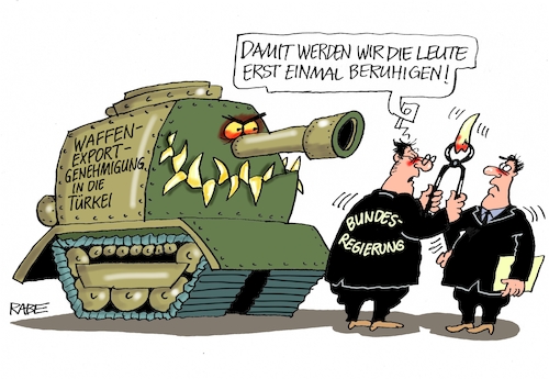 Cartoon: Waffenexporte (medium) by RABE tagged erdogan,akp,istanbul,bürgermeisterwahl,damoklesschwert,sultan,rabe,ralf,böhme,cartoon,karikatur,pressezeichnung,farbcartoon,tagescartoon,neuwahl,rennen,chp,imamoglu,yildirim,kurden,kurdengebiet,beschuss,is,einmarsch,syrien,grenze,usa,trump,truppenabzug,ekalation,flüchtlinge,panzer,rüstungsexporte,stopp,lieferungsstopp,zähne,zange,erdogan,akp,istanbul,bürgermeisterwahl,damoklesschwert,sultan,rabe,ralf,böhme,cartoon,karikatur,pressezeichnung,farbcartoon,tagescartoon,neuwahl,rennen,chp,imamoglu,yildirim,kurden,kurdengebiet,beschuss,is,einmarsch,syrien,grenze,usa,trump,truppenabzug,ekalation,flüchtlinge,panzer,rüstungsexporte,stopp,lieferungsstopp,zähne,zange