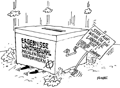 Cartoon: Wahlgang (medium) by RABE tagged landtagswahl,wahl,mecklenburg,vorpommern,ergebnisse,wahlurne,stimmabgabe,auszähliung,gewinn,verlust,sitze,schwerin,spd,linke,cdu,fdp,wahldebakel,lindner,rösler,parteispitze,parteisekretär,liberale,wahlkabine,wahlvorstand,stimmzettwl,tortendiagramm,landtagswahl,mecklenburg vorpommern,ergebnisse,wahlurne,stimmabgabe,mecklenburg,vorpommern