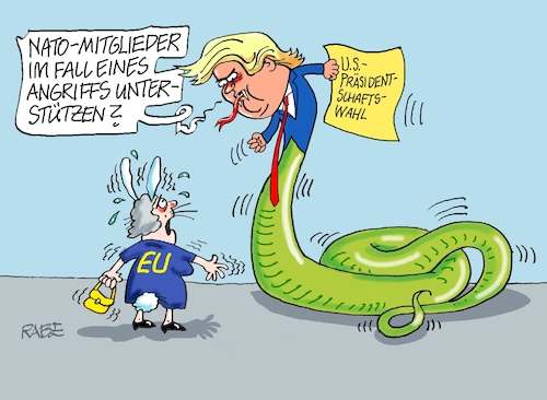 Cartoon: Wahlkampfgepolter (medium) by RABE tagged eu,brüssel,rede,nation,lage,uschi,ursula,von,der,leyen,rabe,ralf,böhme,cartoon,karikatur,pressezeichnung,farbcartoon,tagescartoon,hase,union,europa,nato,natostaaten,beistand,russland,bündnispartner,ernstfall,kaninchen,schlange,präsidentschaftswahl,eu,brüssel,rede,nation,lage,uschi,ursula,von,der,leyen,rabe,ralf,böhme,cartoon,karikatur,pressezeichnung,farbcartoon,tagescartoon,hase,union,europa,nato,natostaaten,beistand,russland,bündnispartner,ernstfall,kaninchen,schlange,präsidentschaftswahl