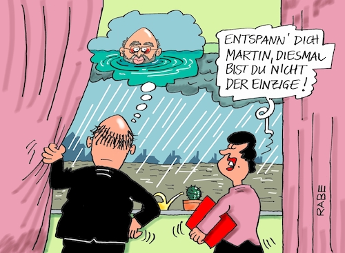 Cartoon: Wasser bis zum Hals (medium) by RABE tagged martin,schulz,spd,wahlkampf,bundestagswahl,beamte,rentenkasse,rabe,ralf,böhme,cartoon,karikatur,pressezeichnung,farbcartoon,tagescartoon,umfragetief,wahlschlappe,regen,regenschauer,hochwasser,dämme,dauerregen,hochwasserpegel,überflutung,martin,schulz,spd,wahlkampf,bundestagswahl,beamte,rentenkasse,rabe,ralf,böhme,cartoon,karikatur,pressezeichnung,farbcartoon,tagescartoon,umfragetief,wahlschlappe,regen,regenschauer,hochwasser,dämme,dauerregen,hochwasserpegel,überflutung