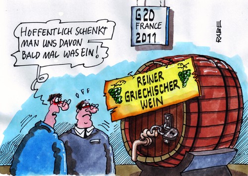 Cartoon: Weinprobe (medium) by RABE tagged merkel,cdu,deutschland,frankreich,sarkozy,cannes,gipfel,griechenland,athen,papandreou,ministerpräsident,euro,eurozone,eurokrise,austritt,rettungsschirm,sturz,abwahl,bankenchefs,finanzchefs,euroländer,sparmassnahmen,hilfspaket,banken,anleger,treffen,krise,berlusconi,wein,weinfass,weinprobe,france,schloss,zapfhahn,merkel,deutschland,frankreich,sarkozy,cannes,griechenland,gipfel