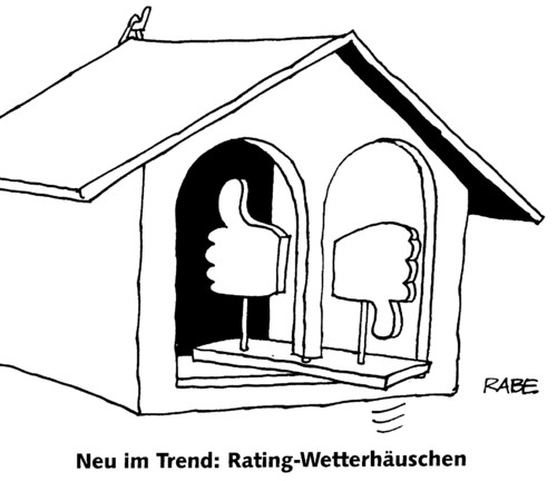 Cartoon: Wetterhäusli (medium) by RABE tagged rating,ratingagentur,abwertung,herunterstufung,moodys,fitch,standard,and,poors,kreditwürdigkeit,eu,euro,eurozone,euroländer,deutschland,frankreich,merkel,cdu,sarkozy,schulden,schuldenkrise,eurokrise,rettungsschirm,eurobond,wetterhaus,wetterhäuschen,sonne,regen,gewitter,hand,daumen,rating,ratingagentur,abwertung,moodys,fitch