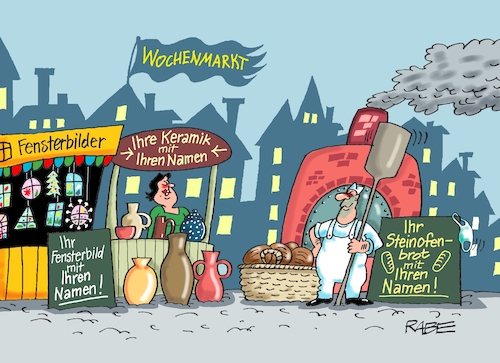 Cartoon: Wieder Markttag (medium) by RABE tagged corona,bundländerkonferenz,merkel,kanzleramt,lockerungen,stufenplan,öffnungen,lockdown,shutdown,baumärkte,impfdosen,rki,fallzahlen,inzidenzwert,spahn,impfzentren,impfreihenfolge,notbremse,markt,karkttag,marktstände,keramik,fensterbilder,bäcker,steinofenbrot,steinofen,name,corona,bundländerkonferenz,merkel,kanzleramt,lockerungen,stufenplan,öffnungen,lockdown,shutdown,baumärkte,impfdosen,rki,fallzahlen,inzidenzwert,spahn,impfzentren,impfreihenfolge,notbremse,markt,karkttag,marktstände,keramik,fensterbilder,bäcker,steinofenbrot,steinofen,name