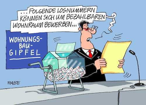 Cartoon: Wohnraumgipfel (medium) by RABE tagged wohnraum,wohnraumgipfel,wohnungsbau,bauministerin,geywitz,rabe,ralf,böhme,cartoon,karikatur,pressezeichnung,farbcartoon,tagescartoon,los,lotterie,lotto,lottokugeln,ziehung,moderator,wohnraum,wohnraumgipfel,wohnungsbau,bauministerin,geywitz,rabe,ralf,böhme,cartoon,karikatur,pressezeichnung,farbcartoon,tagescartoon,los,lotterie,lotto,lottokugeln,ziehung,moderator