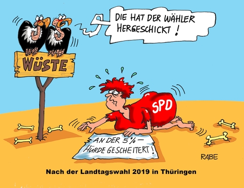 Cartoon: Wüstes (medium) by RABE tagged spd,thüringen,landtagswahl,mitgliederbefragung,linke,ramelow,lieberknecht,ministerpräsident,koalitionsgespräce,rabe,ralf,böhme,cartoon,karikatur,pressezeichnung,farbcartoon,tagescartoon,wüste,geier,hürde,wähler,knochen,spd,thüringen,landtagswahl,mitgliederbefragung,linke,ramelow,lieberknecht,ministerpräsident,koalitionsgespräce,rabe,ralf,böhme,cartoon,karikatur,pressezeichnung,farbcartoon,tagescartoon,wüste,geier,hürde,wähler,knochen