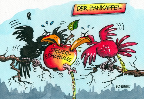 Cartoon: Zankapfel (medium) by RABE tagged regierungsbildung,koalitionsverhandlungen,koalitionsgespräche,bundestagswahl,merkel,cdu,csu,seehofer,gabriel,spd,steuererhöhung,rabe,ralf,böhme,cartoon,karikatur,pressezeichnung,farbcartoon,krähen,raben,ast,apfel,zank,streit,sondierungsgespräch,verhandlungen,koalition,union,grüne,gespräche,koalitionsvertrag,gauck,bundespräsident,parteivorsitzende,streitpunkt,parteispitze,regierungsbildung,koalitionsverhandlungen,koalitionsgespräche,bundestagswahl,merkel,cdu,csu,seehofer,gabriel,spd,steuererhöhung,rabe,ralf,böhme,cartoon,karikatur,pressezeichnung,farbcartoon,krähen,raben,ast,apfel,zank,streit,sondierungsgespräch,verhandlungen,koalition,union,grüne,gespräche,koalitionsvertrag,gauck,bundespräsident,parteivorsitzende,streitpunkt,parteispitze