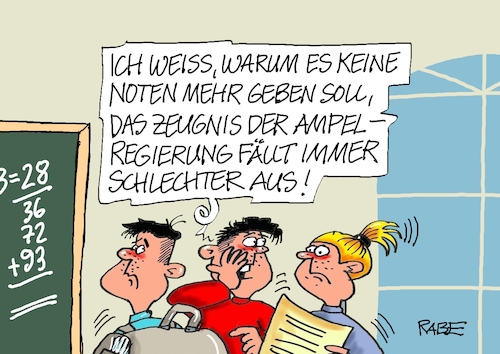 Cartoon: Zeugnistag (medium) by RABE tagged ampelregierung,scholz,spd,grüne,fdp,lindner,kinder,kindergrundsicherung,rabe,ralf,böhme,cartoon,karikatur,pressezeichnung,farbcartoon,tagescartoon,hausmeister,ohren,zähne,schule,schüler,zeugnis,zeugnistag,schulnoten,abschaffung,inflation,ampelregierung,scholz,spd,grüne,fdp,lindner,kinder,kindergrundsicherung,rabe,ralf,böhme,cartoon,karikatur,pressezeichnung,farbcartoon,tagescartoon,hausmeister,ohren,zähne,schule,schüler,zeugnis,zeugnistag,schulnoten,abschaffung,inflation