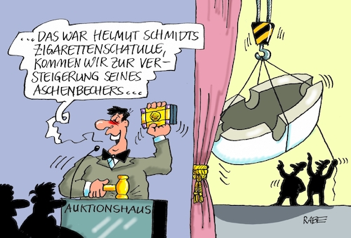 Cartoon: Zigarettenschatulle (medium) by RABE tagged altkanzler,helmut,schmidt,spd,kettenraucher,sozialdemokrat,zigaretten,zigarettenschatulle,rabe,ralf,böhme,cartoon,karikatur,pressezeichnung,farbcartoon,tagescartoon,ascher,aschbecher,versteigerung,auktion,auktionator,auktionshaus,bieter,altkanzler,helmut,schmidt,spd,kettenraucher,sozialdemokrat,zigaretten,zigarettenschatulle,rabe,ralf,böhme,cartoon,karikatur,pressezeichnung,farbcartoon,tagescartoon,ascher,aschbecher,versteigerung,auktion,auktionator,auktionshaus,bieter