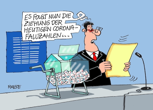 Cartoon: Zufallszahlen (medium) by RABE tagged virus,corona,pandemie,coronakrise,rabe,ralf,böhme,cartoon,karikatur,pressezeichnung,farbcartoon,tagescartoon,viren,virenschutz,mundschutz,desinfektion,föderal,föderalismus,ländersache,lockerungen,abstandsregeln,maskenpflicht,aufhebung,lotto,toto,los,lostrommel,ziehung,lottozahlen,fallzahlen,reproduktionswert,rki,test,virus,corona,pandemie,coronakrise,rabe,ralf,böhme,cartoon,karikatur,pressezeichnung,farbcartoon,tagescartoon,viren,virenschutz,mundschutz,desinfektion,föderal,föderalismus,ländersache,lockerungen,abstandsregeln,maskenpflicht,aufhebung,lotto,toto,los,lostrommel,ziehung,lottozahlen,fallzahlen,reproduktionswert,rki,test