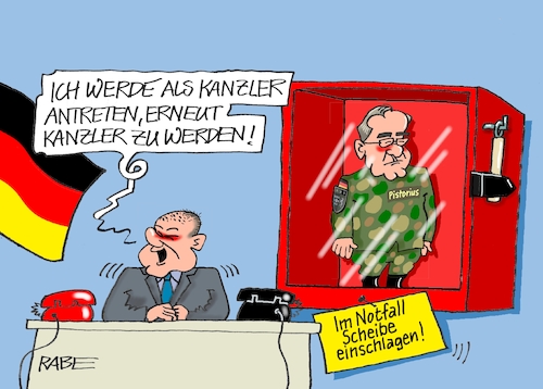 Cartoon: Zweite Wahl (medium) by RABE tagged ampel,ampelregierung,rot,grün,gelb,fdp,spd,grüne,rabe,ralf,böhme,cartoon,karikatur,pressezeichnung,farbcartoon,tagescartoon,pöbelei,pöbler,bestrafung,regelung,beschimpfung,bundestag,abgeordnete,kanzler,kanzlerkandidat,kanzlerkandidatur,olaf,scholz,pistorius,merz,habeck,hammer,scheibe,einschlag,ampel,ampelregierung,rot,grün,gelb,fdp,spd,grüne,rabe,ralf,böhme,cartoon,karikatur,pressezeichnung,farbcartoon,tagescartoon,pöbelei,pöbler,bestrafung,regelung,beschimpfung,bundestag,abgeordnete,kanzler,kanzlerkandidat,kanzlerkandidatur,olaf,scholz,pistorius,merz,habeck,hammer,scheibe,einschlag