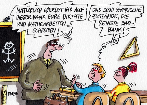 Cartoon: Zypernbank (medium) by RABE tagged zypern,nikosia,durchbruch,banken,badbank,merkel,eurozone,euro,eurokrise,rettungspaket,brüssel,hilfspake,mittelmeerinsel,troika,eurogruppe,rettung,ezb,bankensektor,rabe,ralf,böhme,cartoon,karikatur,schule,schüler,lehrer,klassenzimmer,schultafel,diktat,mathe,mathearbeit,leistungskontrolle,klausur,zypern,nikosia,durchbruch,banken,badbank,merkel,eurozone,euro,eurokrise,rettungspaket,brüssel,hilfspake,mittelmeerinsel,troika,eurogruppe,rettung,ezb,bankensektor,rabe,ralf,böhme,cartoon,karikatur,schule,schüler,lehrer,klassenzimmer,schultafel,diktat,mathe,mathearbeit,leistungskontrolle,klausur