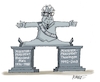 Cartoon: Bernhard Vogel (small) by RABE tagged bernhard,vogel,ministerpräsident,rheinlandpfalz,thüringen,rabe,ralf,böhme,karikatur,cartoon,tagescartoon,pressezeichnung,farbcartoon,denkmal,spagat,cdu,tod,regierungsgeschäft,rheinländer