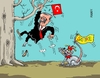 Cartoon: Erdogan Satire (small) by RABE tagged erdogan,türkei,ankara,außenministerium,botschafter,satire,ndr,politsatire,staatschef,rabe,ralf,böhme,cartoon,karikatur,pressezeichnung,farbcartoon,tagescartoon,maus,baum,menschenrechte,narrenkappe,angst