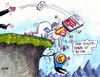 Cartoon: Euroschutzengel (small) by RABE tagged sarrazin,spd,thilo,buch,europa,euro,eu,brüssel,eurozone,schuldenkrise,eurokrise,mark,rettungsschirm,fiskalpakt,sparkurs,kanzlerin,merkel,cdu,hollande,griechenland,athen,schlucht,abgrund,engel,schutzengel,rettung