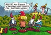 Cartoon: Merkelzwerge (small) by RABE tagged merkel,kanzlerin,cdu,koalition,berlin,bundesregierung,rabe,ralf,böhme,cartoon,farbcartoon,pressezeichnung,zwerge,gartenzwerge,garten,gärtner,wind
