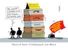 Cartoon: Nochmal Beschwerde (small) by RABE tagged merz,kanzler,koalition,union,spd,klingbeil,cartoon,karikatur,pressezeichnung,farbcartoon,tagescartoon,bürokratie,verwaltung,beamte,modernisierung,monster,drachen,schwert,holzschwert,nägel,säge,china,chinabesuch,peking,handel,handelsabkommen,auftragsbuch,beschwerdebuch,koffer,menschenrechte,xi,jinping