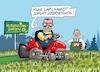 Cartoon: Rasenmähermethode (small) by RABE tagged merz,kanzler,koalition,union,spd,klingbeil,cartoon,karikatur,pressezeichnung,farbcartoon,tagescartoon,db,bahn,frühling,frühjahr,frühjahrsputz,ice,zug,blumenkasten,blumenkästen,esc,songcontest,lars,finanzminister,jens,spahn,rasenmäher,aufsitzer,traktor,rasen,garten,reform,sparmassnahme,subventionen,kürzung,einsparung,kahlschlag