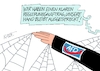 Cartoon: Spinner (small) by RABE tagged merz,kanzler,koalition,union,spd,klingbeil,cartoon,karikatur,pressezeichnung,farbcartoon,tagescartoon,db,bahn,frühling,frühjahr,frühjahrsputz,ice,zug,blumenkasten,blumenkästen,esc,songcontest,wahlniederlage,landtagswahl,sachsen,anhalt,siegmund,regierungsbildung,partnersuche,hand,arm,spinnennetz
