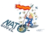 Cartoon: Wespennest (small) by RABE tagged trump,donald,präsident,usa,mount,rushmore,rede,feiertag,rabe,ralf,böhme,cartoon,karikatur,pressezeichnung,farbcartoon,tagescartoon,denkmal,eigenlob,lügen,irankrieg,israel,friedensplan,hormus,nato,natogipfel,ankara,türkei,beitrag,beitragserhöhung,speer,wespe,wespennest