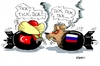 Cartoon: Zeitbomben (small) by RABE tagged erdogan,türkei,putin,russland,kremlchef,sanktionen,is,erdöl,kampfjet,abschuß,krise,zuspitzung,raberalf,böhme,cartoon,karikatur,pressezeichnung,farbcartoon,tagescartoon,bomben,zeitzünder,tick,turban,bär,pelzmützebeziehungen,klimaabkühlung