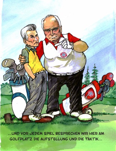 Cartoon: Trainer FC Bayern München (medium) by ghilbig tagged fußball,bayern,münchen,jupp,heynkes,uli,hoeneß