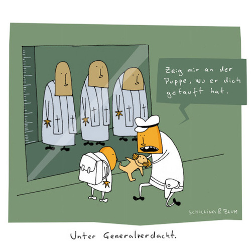 Cartoon: Gegenüberstellung (medium) by Schilling  Blum tagged polizei,priester,missbrauch,wache,kind