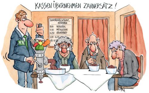 Cartoon: Dental plus (medium) by mele tagged gesundheit,alter,krankenkasse,zahnersatz,gesundheit,rentner,rente gehen,alt,alter,oma,opa,generationen,generation,rentenversicherung,vorsorge,versicherung,krankenversicherung,zahnersatz,alte,zähne,zahn,restaurant,senioren,gastronomie,nahrung,lebensmittel,mixer,krankenkasse,gebiss,babynahrung,brei,essen,rente,gehen