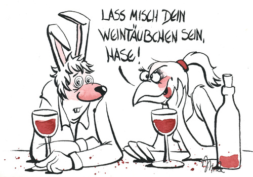 Cartoon: Gläschen zu viel? (medium) by mele tagged wein,taube,hase,flirten,wein,taube,hase,flirten,tiere,kaninchen,bar,kneipe,flirt,partnersuche,mann,frau,liebe,betrunken,alkohol,täubchen