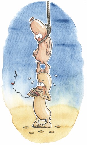 Cartoon: noch eine Wurst  im Film (medium) by mele tagged spiel,mir,das,lied,vom,tot,wurst,film,mundharmonika,spiel mir das liebe vom tot,wurst,fleisch,western,spiel,mir,das,liebe,vom,tot