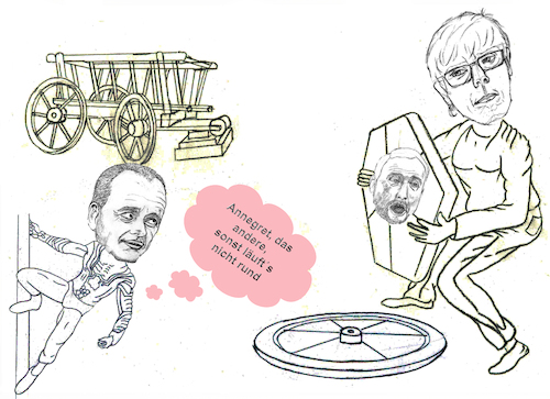 Cartoon: Die Karrenbauerin (medium) by menschenskindergarten tagged cdu,vorsitzende,generalsekretär,kramp,karrenbauer,merz,ziemiak,kanzlerkandidatin