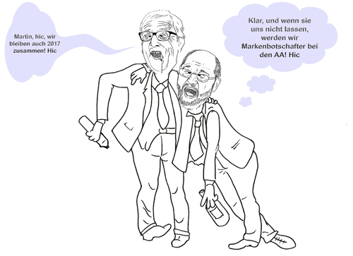 Cartoon: Juncker und Schulz für die AA (medium) by menschenskindergarten tagged europapolitik