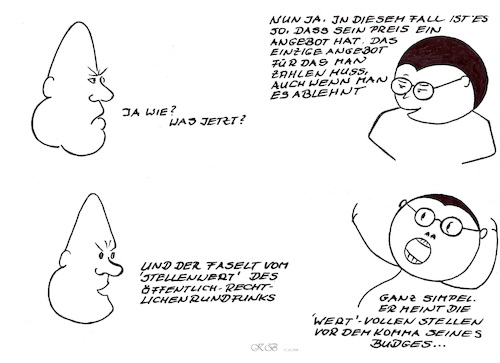 Cartoon: Erhöhung des Rundfunkbeitrags (medium) by menschenskindergarten tagged ulrich,ard,rundfunkgebühren