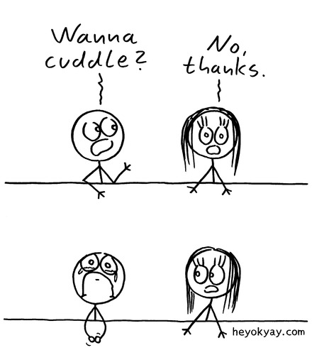 Cartoon: Cuddle (medium) by heyokyay tagged cuddle,cuddling,girlfriend,funny,relationship,heyokyay