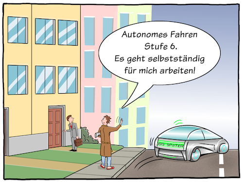 Cartoon: Autonomes Fahren Stufe 6 (medium) by Cloud Science tagged autonomes,fahren,selbstfahrendes,auto,google,car,selfdriving,maps,karten,zukunft,trend,technologie,tech,technik,digitalisierung,digital,verkehr,infrastruktur,daten,mobilitaet,disruption,wandel,transformation,service,dienst,arbeit,arbeitswelt,roboter,robotik,angst,ersetzen,wirtschaft,gesellschaft,entwicklung,autonomes,fahren,selbstfahrendes,auto,google,car,selfdriving,maps,karten,zukunft,trend,technologie,tech,technik,digitalisierung,digital,verkehr,infrastruktur,daten,mobilitaet,disruption,wandel,transformation,service,dienst,arbeit,arbeitswelt,roboter,robotik,angst,ersetzen,wirtschaft,gesellschaft,entwicklung