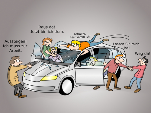 Carsharing de Cloud Science | Negocio Cartoon | TOONPOOL