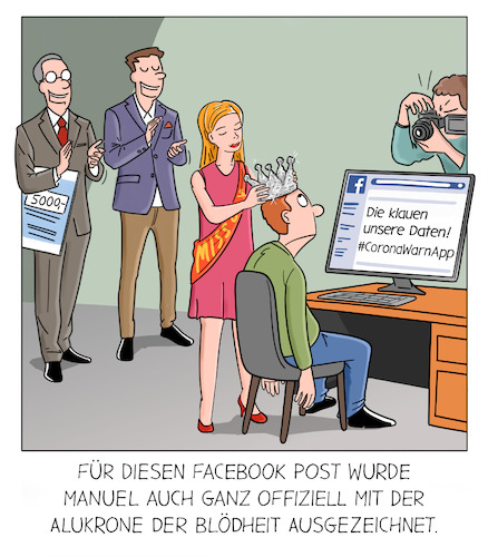 Cartoon: Datenschutz Corona_Warn_App (medium) by Cloud Science tagged corona,covid19,warn,app,tracing,warnapp,daten,datenschutz,überwachung,aluhut,facebook,social,media,posting,fake,fakenews,hatespeech,überwachungsstaat,digitalisierung,digital,tech,technik,technologie,corona,covid19,warn,app,tracing,warnapp,daten,datenschutz,überwachung,aluhut,facebook,social,media,posting,fake,fakenews,hatespeech,überwachungsstaat,digitalisierung,digital,tech,technik,technologie