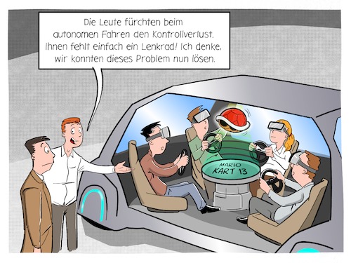 Cartoon: Kontrollverlust (medium) by Cloud Science tagged autonomes,fahren,selbstfahrendes,auto,digitalisierung,digital,mario,kart,kontrollverlust,angst,technik,technologie,tech,zukunft,innovation,mobilität,mobility,selfdriving,car,connected,vr,ar,entertainement,unterhaltung,innenraum,autonomes,fahren,selbstfahrendes,auto,digitalisierung,digital,mario,kart,kontrollverlust,angst,technik,technologie,tech,zukunft,innovation,mobilität,mobility,selfdriving,car,connected,vr,ar,entertainement,unterhaltung,innenraum