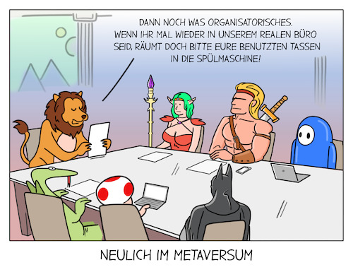 Cartoon: Metaversum (medium) by Cloud Science tagged metaversum,metaverse,facebook,internet,zukunft,avatare,avatar,parallelwelt,vr,virtuelle,realität,nft,technologie,meeting,arbeitswelt,arbeit,metaversum,metaverse,internet,zukunft,avatare,avatar,parallelwelt,vr,virtuelle,realität,nft,technologie,meeting,arbeitswelt,arbeit