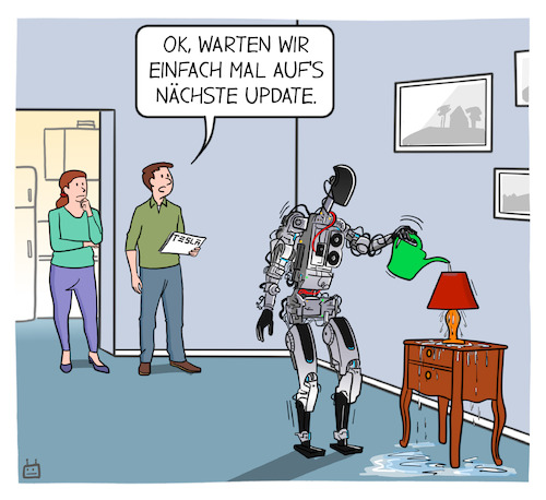 Cartoon: Optimus (medium) by Cloud Science tagged optimus,tesla,elon,musk,zukunft,haushaltsroboter,update,bot,automatisierung,technologie,technik,optimus,tesla,elon,musk,zukunft,haushaltsroboter,update,bot,automatisierung,technologie,technik