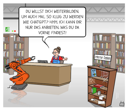 Cartoon: Recht auf Weiterbildung (medium) by Cloud Science tagged daten,trainingsdaten,ki,künstliche,intelligenz,industrie,industrie40,produktion,manufacturingx,gaiax,roboter,robotik,industrieroboter,digitalisierung,automatisierung,maschinelles,lernen,machine,learning,datenraum,smart,factory,datenmanagement,daten,trainingsdaten,ki,künstliche,intelligenz,industrie,industrie40,produktion,manufacturingx,gaiax,roboter,robotik,industrieroboter,digitalisierung,automatisierung,maschinelles,lernen,machine,learning,datenraum,smart,factory,datenmanagement