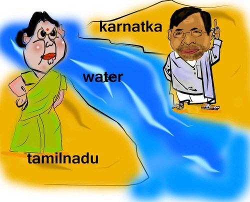 Cartoon: kaveri water dispute (medium) by anupama tagged kaveri,river