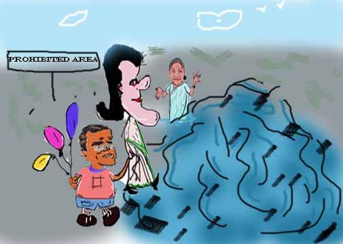 Cartoon: sonia Gandhi rally (medium) by anupama tagged sonia,gandhi,rally