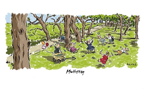 Cartoon: Muttertag (medium) by Bettina Bexte tagged muttertag,vatertag,geschenk,mutter,hausfrau,familie,kinder,ausflug,picknick,muttertag,vatertag,geschenk,mutter,hausfrau,familie,kinder,ausflug,picknick