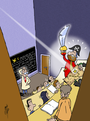 Cartoon: Pirate X (medium) by stip tagged treasure,pirate,math,classroom,college,university,professor,students,treasure,pirate,math,classroom,college,university,professor,students