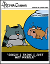 Cartoon: Wet (small) by thetoonist tagged cats,goldfish,humor,funny,anthology