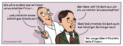 Cartoon: Schoolpeppers 247 (medium) by Schoolpeppers tagged einstein,albert,friseur