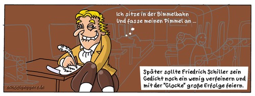 Cartoon: Schoolpeppers 250 (medium) by Schoolpeppers tagged friedrich,schiller,dichter,reim,gedicht,eisenbahn